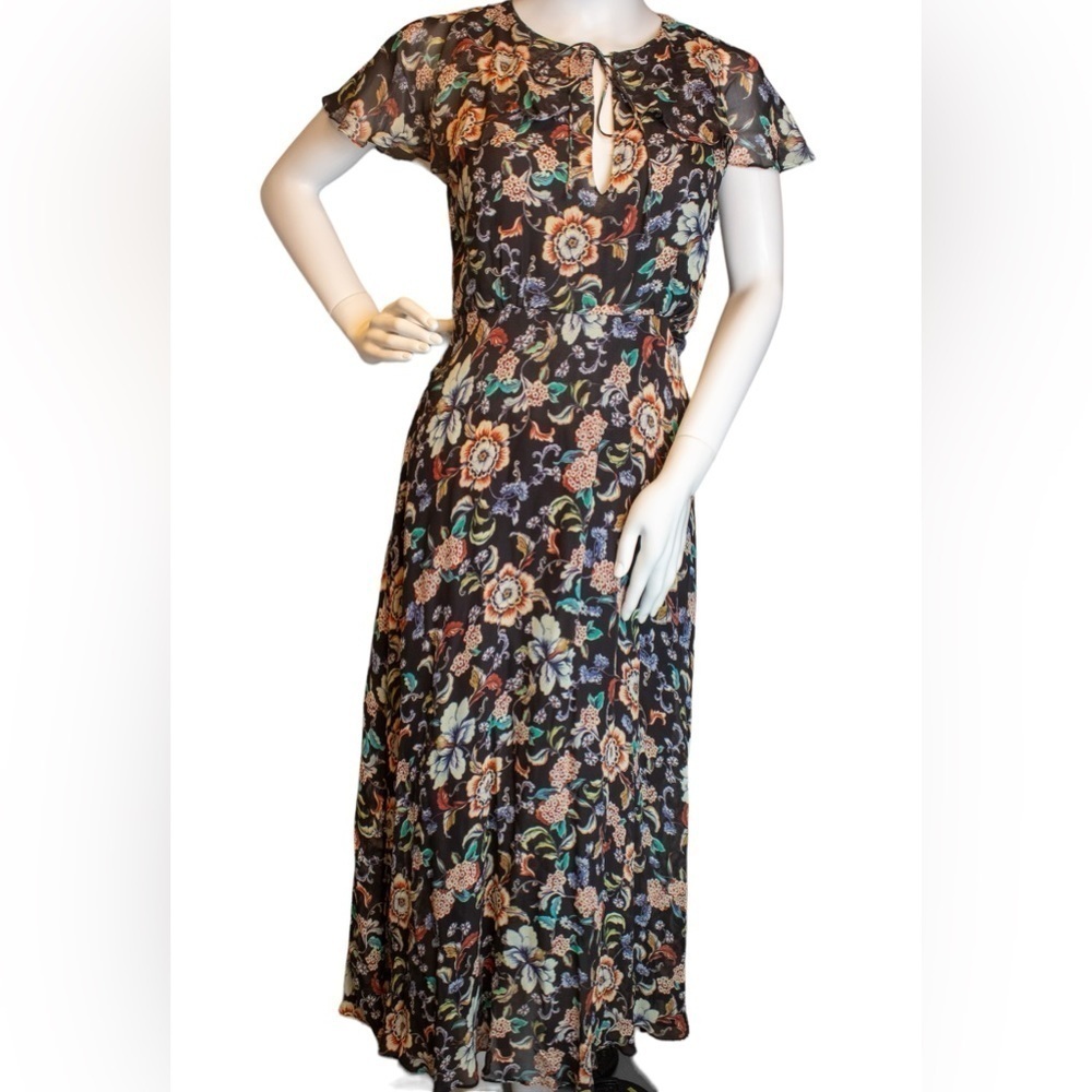 New! Zara Women’s Floral Fit & Flare High-Waisted Capelet Midi Dress Size Medium